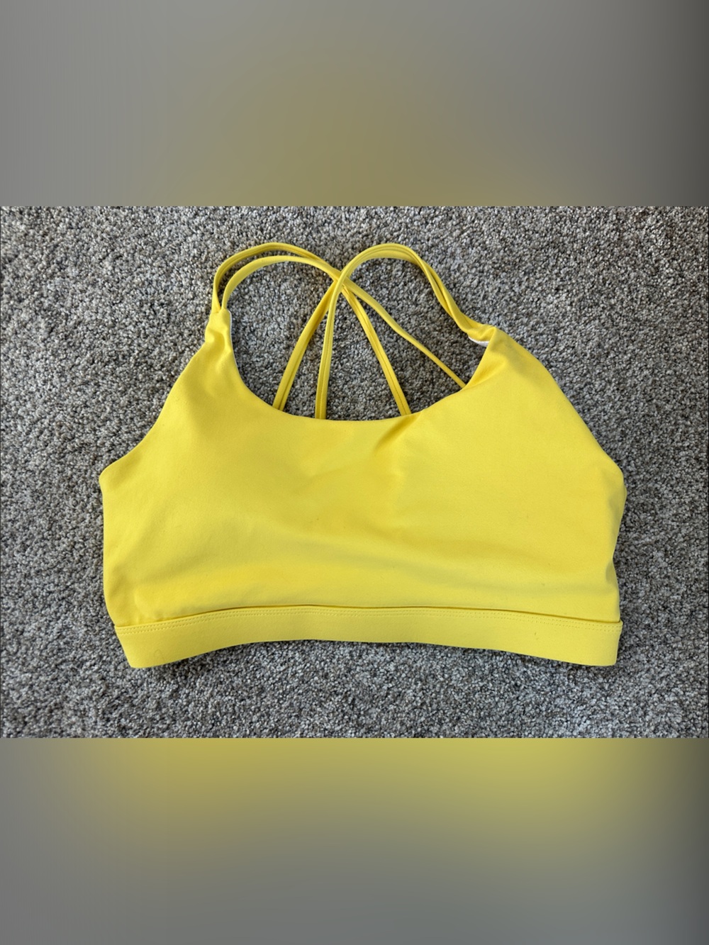 Yellow Strappy Sports Bra with Crisscross Back